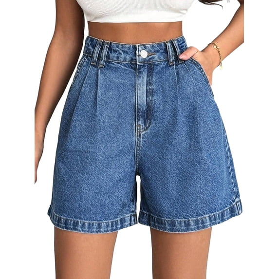 EMMIOL Women's High Waisted Wide Leg Denim Shorts Stretchy 2026 Summer Casual Jean Shorts with Pockets Trendy Loose Fit Y2K Streetwear