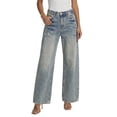 thumbnail image 1 of EMMIOL Women's Mid-High Waist Y2K Baggy Wide Leg Jeans Vintage Washed Denim Pants with Rivet Detail & Pockets 2026 Trendy Streetwear, 1 of 8