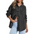 thumbnail image 1 of EMMIOL Women's Oversized 100% Cotton Denim Shirt Long Sleeve Button-Down Blouse with Pockets Casual Western Style, 1 of 7