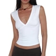 thumbnail image 1 of EMMIOL Women's Deep V-Neck Crop Tank Top Stretchy Sleeveless Going Out Top Fall Y2K Style, 1 of 5