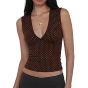 EMMIOL Womens Deep V-Neck Crop Tank Top Stretchy Sleeveless Going Out Top Fall Y2K Style