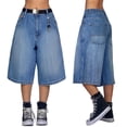 thumbnail image 1 of EMMIOL Y2k Baggy Denim Shorts for Women Wide Leg Mid Rise Bermuda Streetwear Boyfriend Shorts with Pockets, 1 of 9