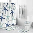 thumbnail image 1 of 4 Pcs Shower Curtain Sets with Rugs Luxurious Navy Blue Marble Bathroom Sets with Shower Curtain and Rugs Modern Abstract Bathroom Decor Accessories for Bathroom Toilet Lid Cover, 1 of 4