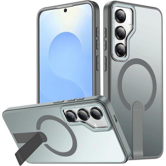EMMTIPU Galaxy S25+ Plus Case with Stand, Compatible with MagSafe Wireless Charging, [Military Drop Protection] Non-Slip Shockproof Magnetic Phone Case Cover for Samsung Galaxy S25+ (Gray)