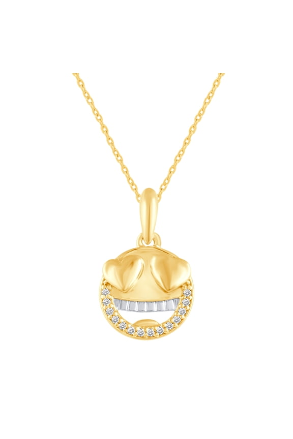 EMOJI Face Pendant Necklace set in 925 Sterling Silver Yellow Gold (Winking face with tongue)…