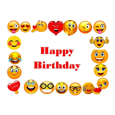Whimsical Practicality's Emoji Border Edible Icing Image Cake Topper-1/4 Sheet or Larger