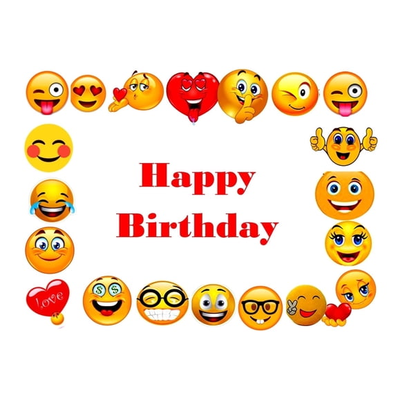 EMOJI border edible party cake topper decoration frosting sheet image-7.5"x10"