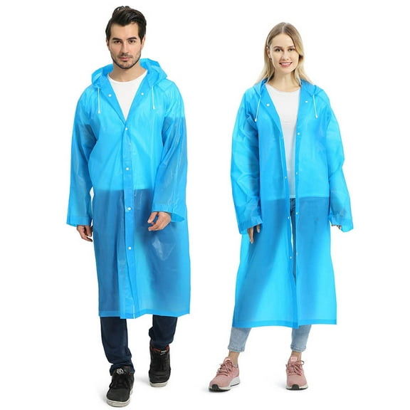 EMOKING 2 Pack Raincoats for Adults Reusable, EVA Rain Ponchos Lightweight Rain Coat Waterproof Rain Gear for Men and Women(Blue）
