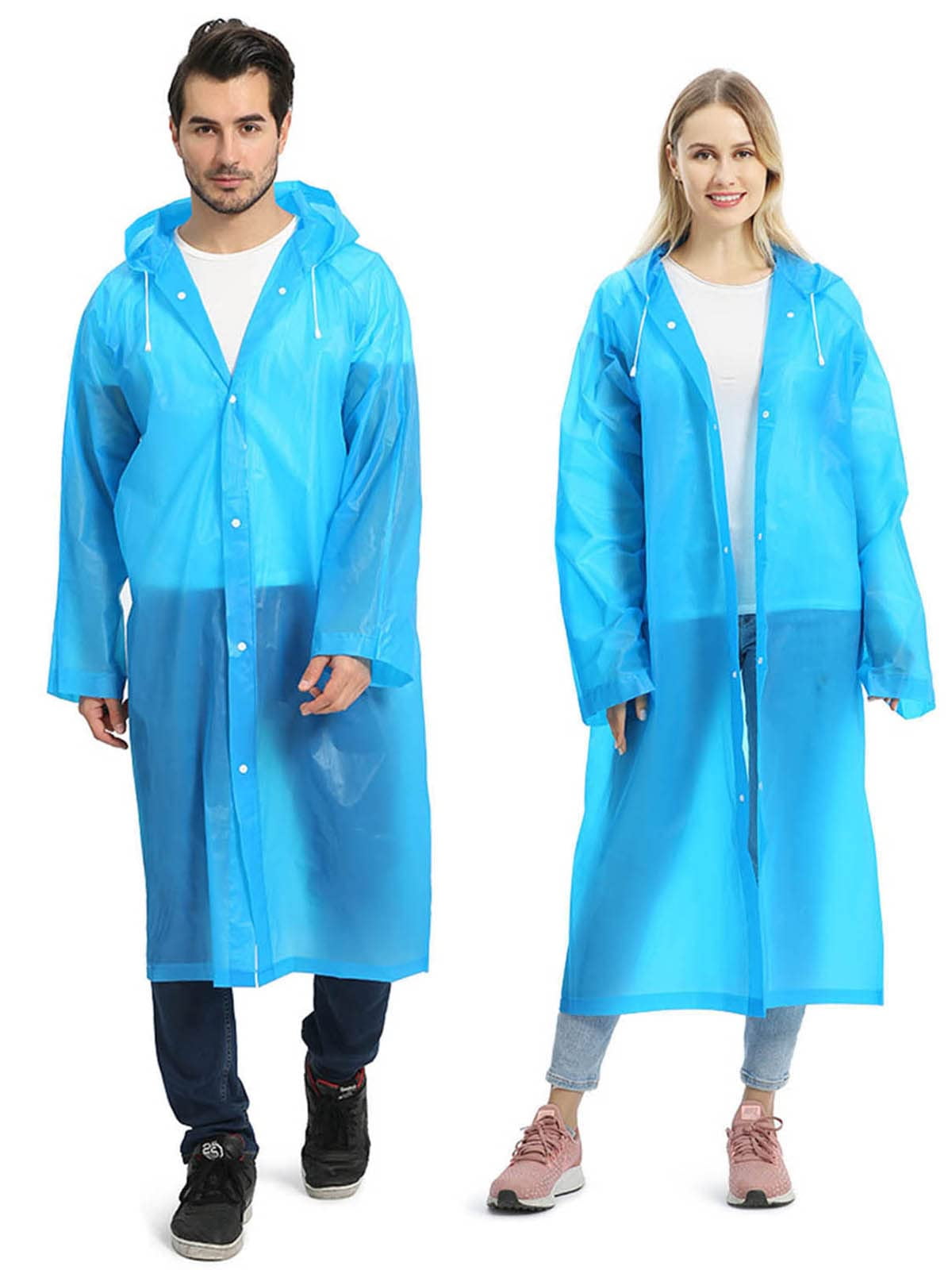 EMOKING 2 Pack Raincoats for Adults Reusable, EVA Rain Ponchos