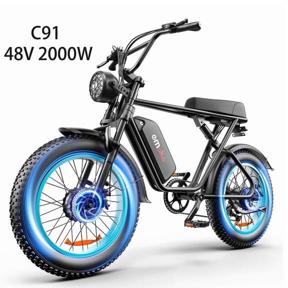 EMOKO C91 Dual motor 2000W(Peak) 20x4.0"Fat Tire Electric Bike for Adults, 48V 23AH 34 mph Ebike,up to 43 Miles Electric bicycles,Shimano 7 UL2849