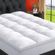 EMONIA 100% 400TC Mattress Topper Queen for Back Pain, 900GSM Mattress Pad Pillow Top, Quilted Fitted Mattress Protector Cover with 8-21" Deep Elastic Pocket, Soft Comfort Breathable (White, Queen)