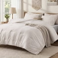 thumbnail image 1 of EMONIA 3-Piece Queen Comforter Set,Soft & Cozy Washed Brushed Micro-Poly Down Alternative Bedding Set,Lightweight Fluffy Reversible Bed in a Bag,Beige, 1 of 9