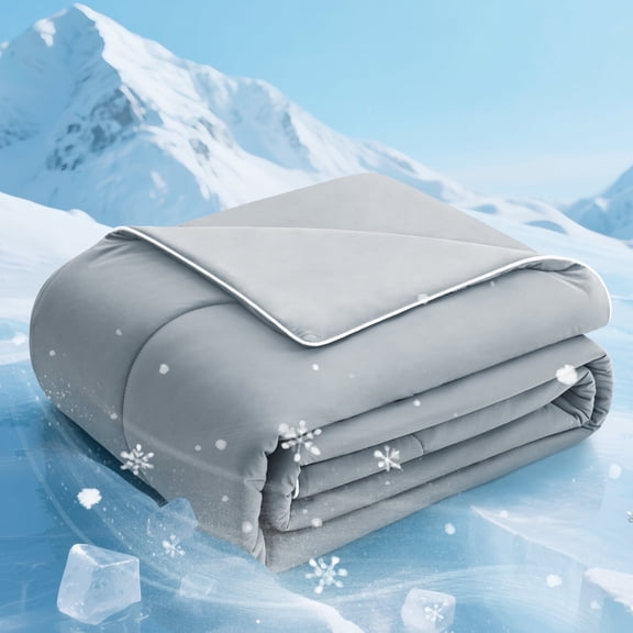 EMONIA Cooling Comforter King Size, Double-Sided Cooling Blanket for Hot Sleepers and Night Sweats, Soft Summer Cool Comforters, All-Season Lightweight Bed Comforter (Light Gray 108"x90")