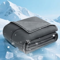 EMONIA Cooling Comforter Queen Size, Double-Sided Cooling Blanket for Hot Sleepers and Night Sweats, Soft Summer Cool Comforters, All-Season Lightweight Bed Comforter (Dark Gray 90"x90")