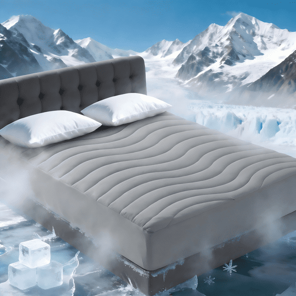 EMONIA Queen Cooling Mattress Pad,Pillow Top Mattress Cover ,Washable Mattress Topper, Breathable Soft Mattress Protector Made from Nylon-spandex Deep Pocket Fits 18 inches，Light Gray