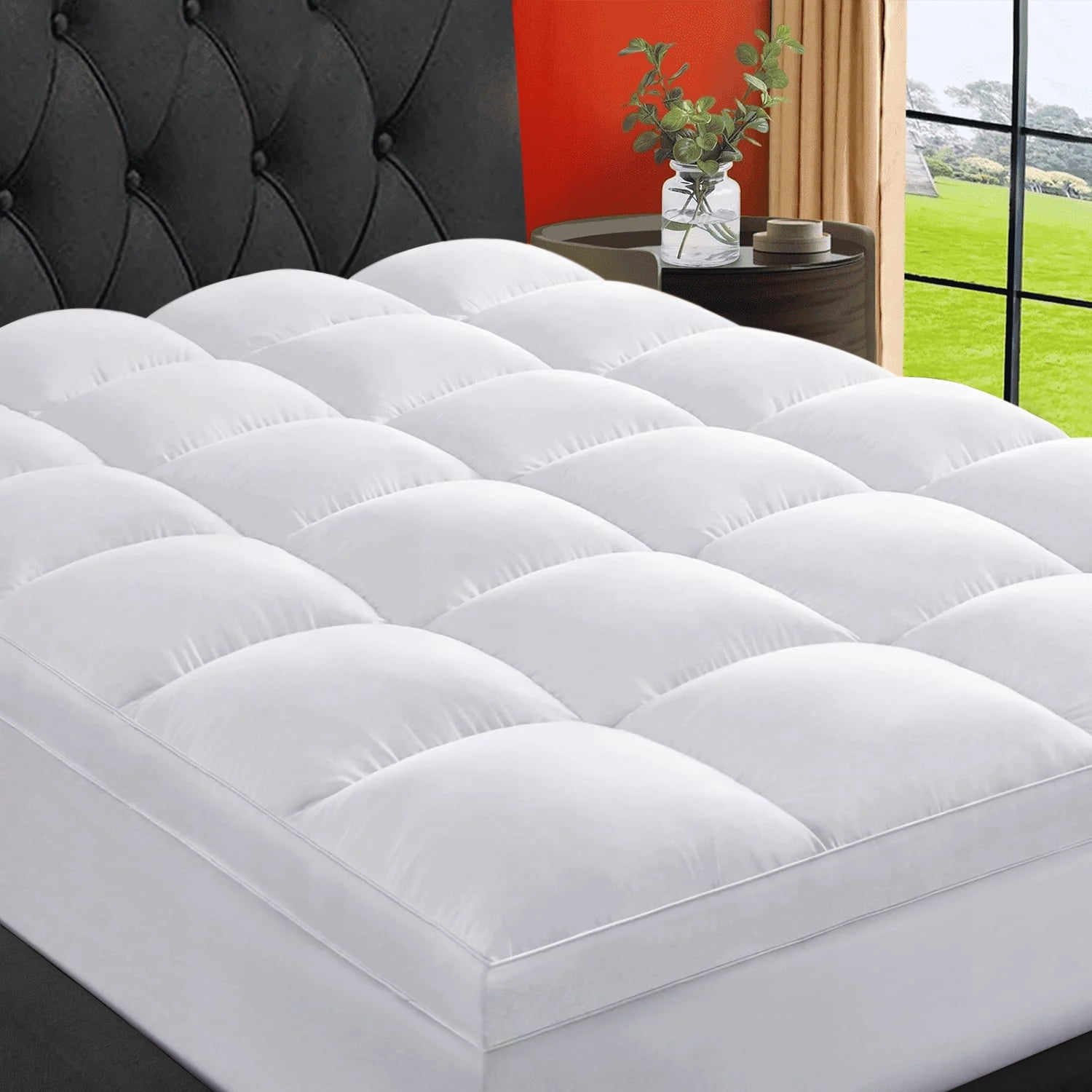 EMONIA Extra Thick Cal King Size Mattress Topper Pillow Top Mattress