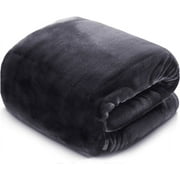 EMONIA Fleece Blanket Twin Size for All Season, Warm Microplush Fuzzy Thermal Blankets, Twin, 66x90 inches, Dark Grey