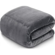 EMONIA Fleece Blanket Twin Size for All Season, Warm Microplush Fuzzy Thermal Blankets, Twin, 66x90 inches, Grey