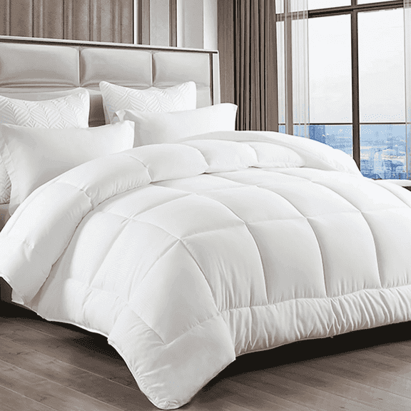 EMONIA Luxury Comforter Duvet Insert, Quilted Comforters Full Size, All Season Duvet, Soft Down Alternative Bedding Blanket Soft Cooling Lightweight with 8 Corner Tabs (White,Full 86 x 82 inches)
