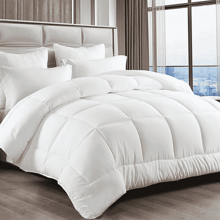EMONIA King Comforter Duvet Insert, All Season Quilted Down Alternative, Hotel Luxury Fluffy Soft Cooling, Skin-friendly Machine Washable Reversible Quilted with Corner Tabs (White,90x102 inches)