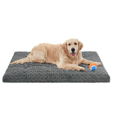 EMONIA Large Dog Bed, Luxury Rose Velvet Pet Mattress, Washable Dog Mattress for Crate, Non Slip Bottom, Suitable for Large, Medium Dogs 36 "x 23", Light Gray