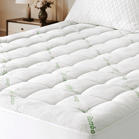 EMONIA Mattress Pad King Size Pillow Top Mattress Cover,Washable Mattress topper,Breathable Soft Viscose Made from Bamboo,Mattress Protector Deep Pocket Fits 8-21 Inches