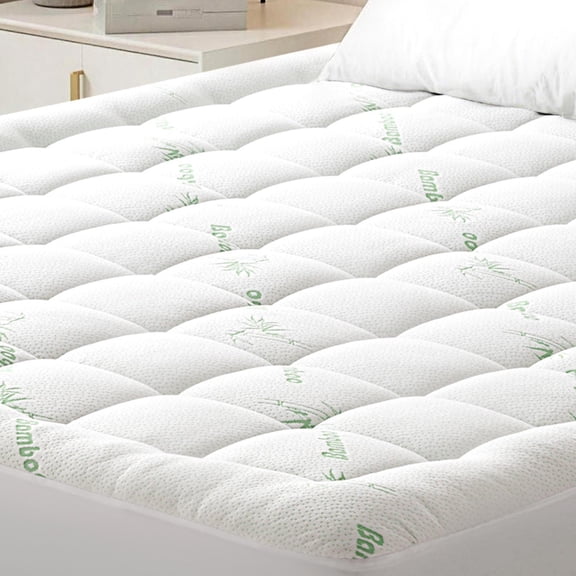 EMONIA Mattress Pad Queen Size Pillow Top Mattress Cover,Washable Mattress Topper,Breathable Soft Viscose Made from Bamboo,Mattress Protector Deep Pocket Fits 8-21 inches