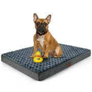 EMONIA Dog Beds Crate Pad,Super Soft Fabric Machine Washable & Anti Slip, Kennel Mat Suitable for Large, and Medium Dogs 36"x 23",Light Gray