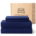 thumbnail image 1 of EMONIA Twin Bed Sheet Set 3-Piece with 14" Deep Pocket, Hotel Luxury Super Soft & Breathable Polyester Washed Cotton Fabric (Navy Blue), 1 of 12