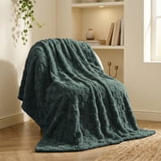 EMONIA Soft Throws for Sofa, Cozy Checkered Blanket Gifts for Women Men, Lightweight Fleece Throw Blanket for Couch Bed, Home Decor Blankets and Throws, Dark Gr