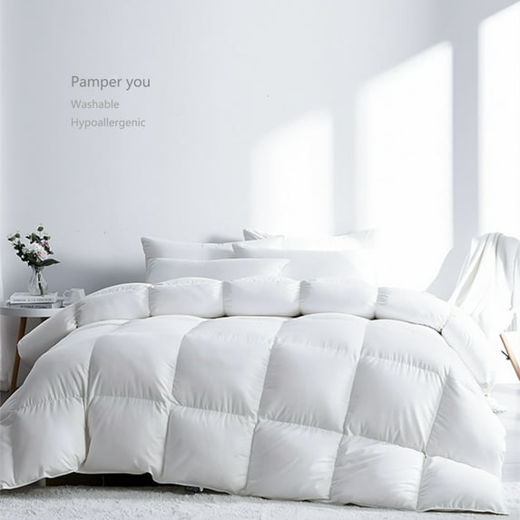 EMONIA Top Hotel Luxury All Season Down Alternative Comforter Quilted Duvet Insert with Tabs Washable Hypoallergenic Reversible Quilt- White - Twin