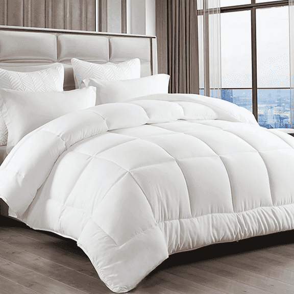 EMONIA Luxury 350GSM Comforter Duvet Insert, Quilted Comforter Twin Size with Corner Tabs, Box Stitched Down Alternative, Hotel Cooling Soft Skin-friendly Breathable Bedding Comforters (White,Twin)
