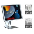 thumbnail image 1 of EMONITA Magnetic Charging Stand Case for iPad (7th/ 8th/ 9th Gen) with L-Shape Dock & 18W Fast Charging - Silver, 1 of 11