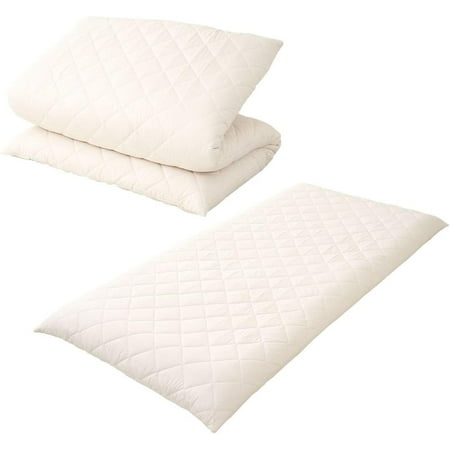 EMOOR Extra-Thick Japanese Futon Mattress Hem-Less Full Made in Japan White, Foldable Floor Sleeping Bed Tatami Mat