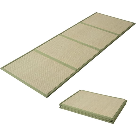 EMOOR Japanese Tatami Mat Small-Twin Natural Rush Grass (Undyed), Foldable Igusa Mattress Floor Sleeping Japanese Futon Mattress Meditation Yoga