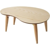 EMOOR Wood Folding Coffee Table Pear-Shaped (31.5"x20.5") Natural, Floor Sitting Low Table Small Space Minimalist Japanese Tatami Room
