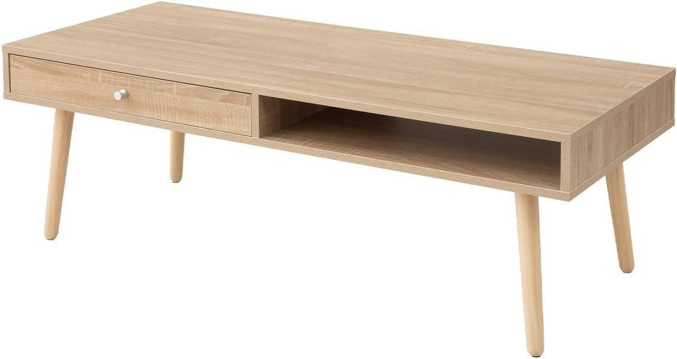 EMOOR Wood Folding Coffee Table – Pear Shaped, 31.5x20.5 Inches, Natural, Low Floor Table