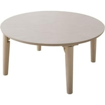 EMOOR Wood Folding Coffee Table Round (25.6") White, Floor Sitting Low Table Small Space Minimalist Japanese Tatami Room
