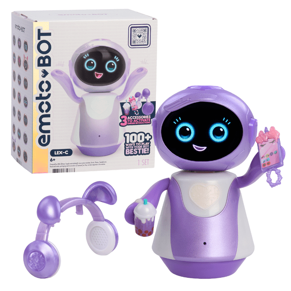 emotoBOT LEX-C Interactive Robot Kids Toy, Touch-and Sound-Responsive Robot with Motion, 100+ Ways to Play, No Wi-Fi, No AI, Rechargeable, Ages 6 up