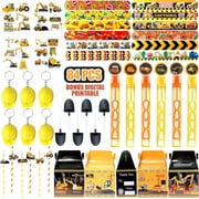 EMPIRE PARTY SUPPLY Under Construction Birthday Party Favors Treat Box, Excavator Bubble Wands, Helmet Bracelets, 84-Piece