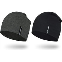 EMPIRELION Lightweight Beanie Hat, Thin Running Slouchy Beanie Helmet Liner Skull Cap Sleep Caps for Men Women 2 Pack