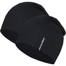 EMPIRELION Lightweight Beanie Hat, Thin Running Slouchy Beanie Helmet Liner Skull Cap Sleep Caps for Men Women 2 Pack
