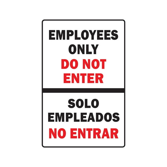 EMPLOYEES ONLY Aluminum Sign spanish entrance building | Indoor/Outdoor | 10" Tall