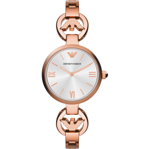EMPORIO ARMANI Classic Silver Dial Ladies Dress Rose Gold Watch AR1773
