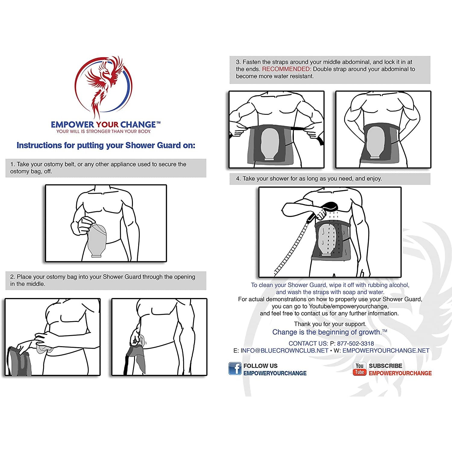 EMPOWER YOUR CHANGE Ostomy Shower Guard Size S, M, L, XL & CustomSize