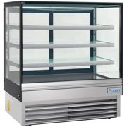 EMPURA 47" Refrigerated Display Case with Curved Glass | Commercial Merchandiser Showcase Chiller with 3 Adjustable Shelves for Cafe Restaurant, 47.25"W x 31.5"D x 53.56"H, Stainless Steel, 115v