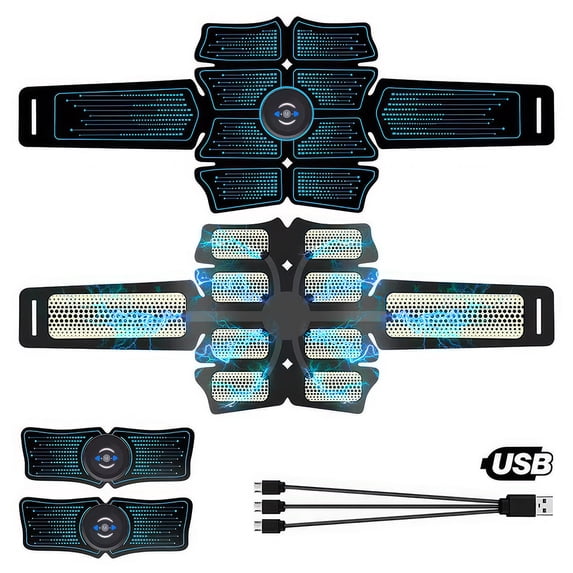 EMS Abdominal Muscle Trainer Toner Fitness Belt - 6 Modes 10 Intensity Levels, Electric Stimulator for Abs Arms Legs Buttocks, Portable EMS Body Sculpting Belt