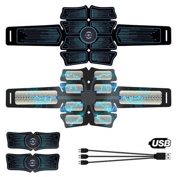 EMS Abdominal Muscle Trainer Toner Fitness Belt - 6 Modes 10 Intensity Levels, Electric Stimulator for Abs Arms Legs Buttocks, Portable EMS Body Sculpting Belt