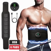 EMS Abdominal Toning Belt - Wireless ABS Stimulator Muscle Toner, Portable USB Rechargeable Ab Trainer Belly Shaper Massage Belt with 6 Modes 9 Intensities