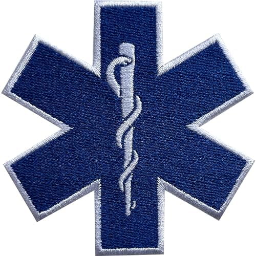 EMS EMT Star of Life Patch, Sew On Iron On Blue Medical Paramedic Ambulance Embroidery Patches for Clothes Backpacks Hats Jeans Bags, Embroidered Patches, DIY Iron On Patch for Doctors Nurses
